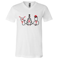 Christmas Tree Snowman Reindeer Christmas Nurse Gift V-Neck T-Shirt