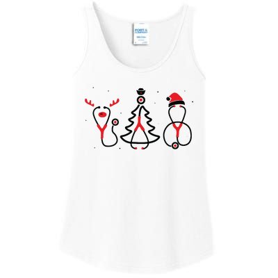 Christmas Tree Snowman Reindeer Christmas Nurse Gift Ladies Essential Tank