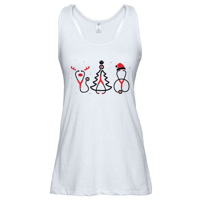 Christmas Tree Snowman Reindeer Christmas Nurse Gift Ladies Essential Flowy Tank