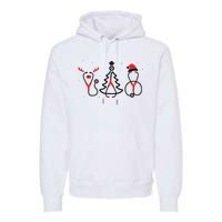 Christmas Tree Snowman Reindeer Christmas Nurse Gift Premium Hoodie