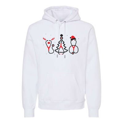 Christmas Tree Snowman Reindeer Christmas Nurse Gift Premium Hoodie