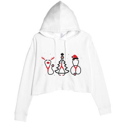 Christmas Tree Snowman Reindeer Christmas Nurse Gift Crop Fleece Hoodie