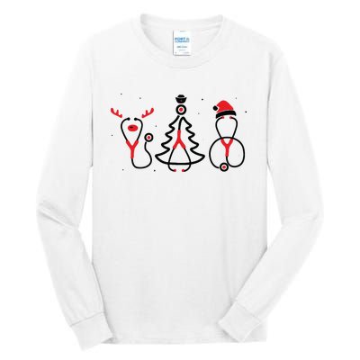 Christmas Tree Snowman Reindeer Christmas Nurse Gift Tall Long Sleeve T-Shirt