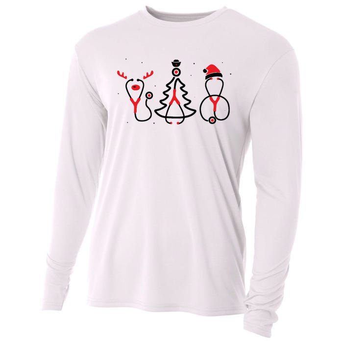 Christmas Tree Snowman Reindeer Christmas Nurse Gift Cooling Performance Long Sleeve Crew