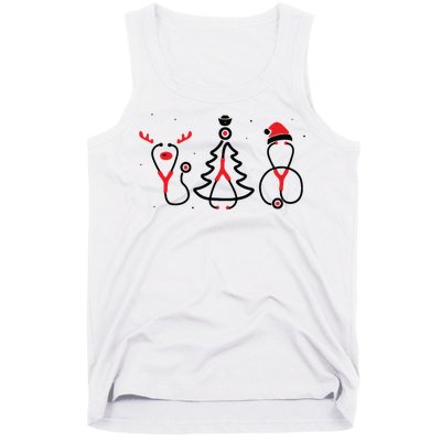 Christmas Tree Snowman Reindeer Christmas Nurse Gift Tank Top