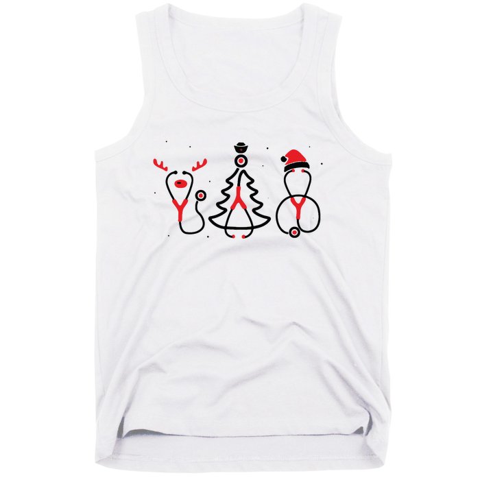 Christmas Tree Snowman Reindeer Christmas Nurse Gift Tank Top