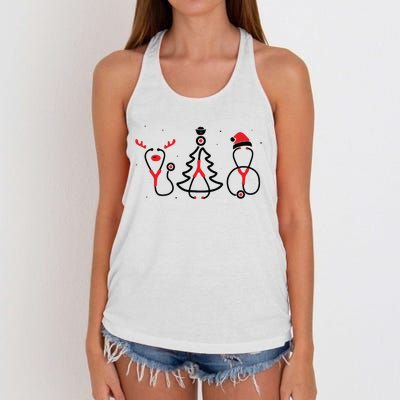 Christmas Tree Snowman Reindeer Christmas Nurse Gift Women's Knotted Racerback Tank