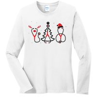 Christmas Tree Snowman Reindeer Christmas Nurse Gift Ladies Long Sleeve Shirt