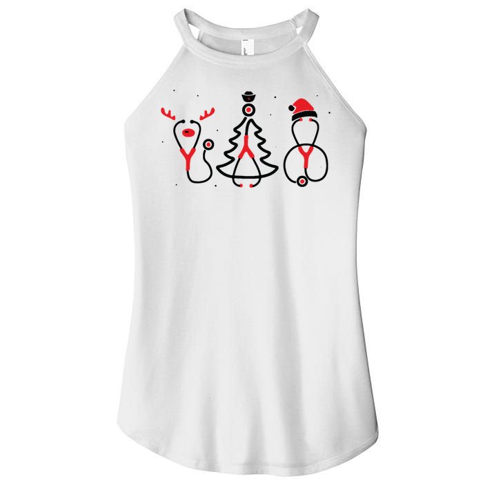 Christmas Tree Snowman Reindeer Christmas Nurse Gift Women's Perfect Tri Rocker Tank