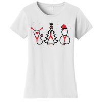 Christmas Tree Snowman Reindeer Christmas Nurse Gift Women's T-Shirt