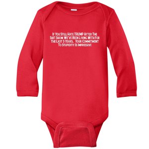 Commitment To Stupidity Trump 2024 Maga Baby Long Sleeve Bodysuit