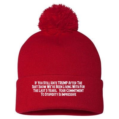 Commitment To Stupidity Trump 2024 Maga Pom Pom 12in Knit Beanie