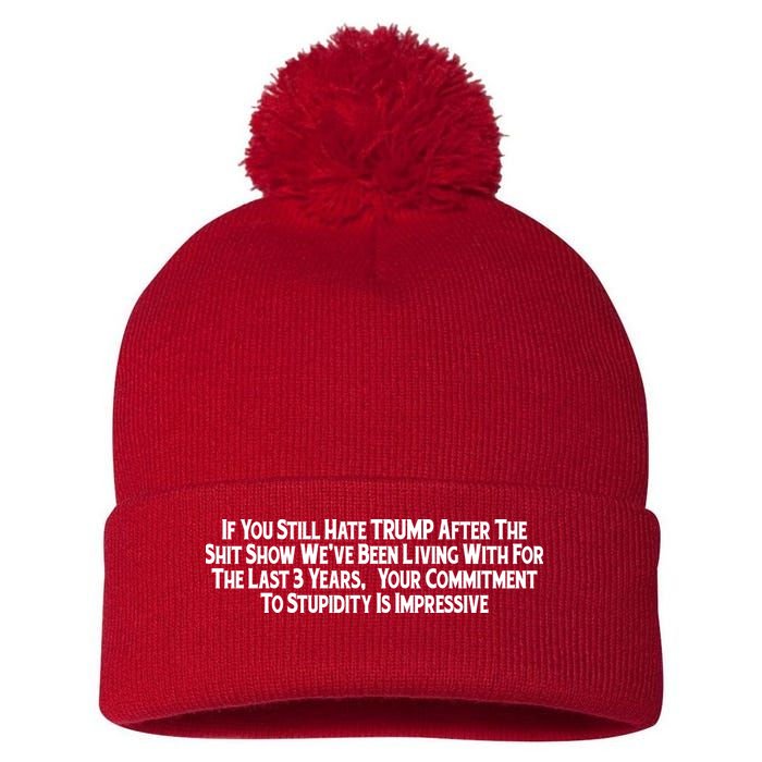 Commitment To Stupidity Trump 2024 Maga Pom Pom 12in Knit Beanie