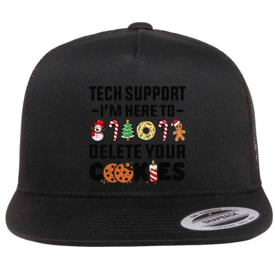 Christmas Tech Support Here To Delete Your Cookies Xmas Cool Flat Bill Trucker Hat