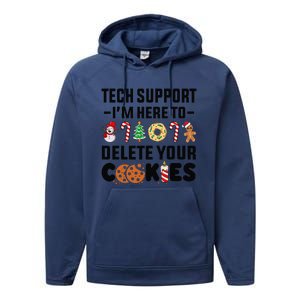 Christmas Tech Support Here To Delete Your Cookies Xmas Cool Performance Fleece Hoodie