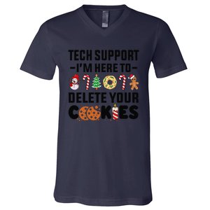 Christmas Tech Support Here To Delete Your Cookies Xmas Cool V-Neck T-Shirt