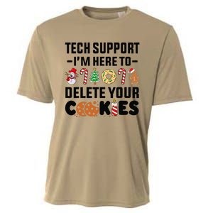 Christmas Tech Support Here To Delete Your Cookies Xmas Cool Cooling Performance Crew T-Shirt