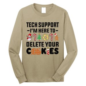 Christmas Tech Support Here To Delete Your Cookies Xmas Cool Long Sleeve Shirt