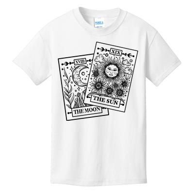 Cute The Sun And The Moon Tarot Card Tarot Reading Celestial Kids T-Shirt