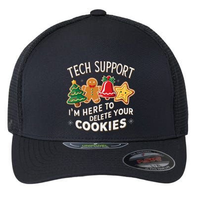 Christmas Tech Support IM Here To Delete Your Cookies Flexfit Unipanel Trucker Cap