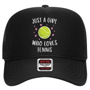 Cute Tennis Shirts For Girls Just A Girl Who Loves Tennis High Crown Mesh Back Trucker Hat