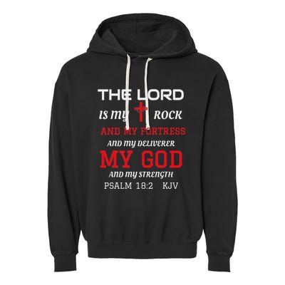 Christian T S Bible Scripture Verse Psalm 182 Garment-Dyed Fleece Hoodie