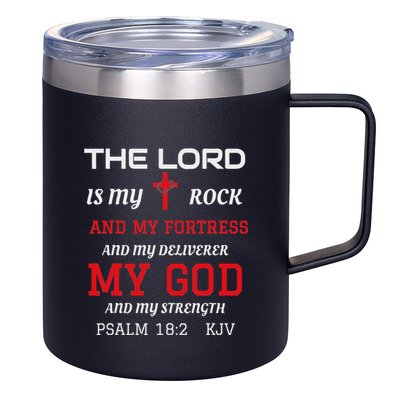 Christian T S Bible Scripture Verse Psalm 182 12oz Stainless Steel Coffee Mug