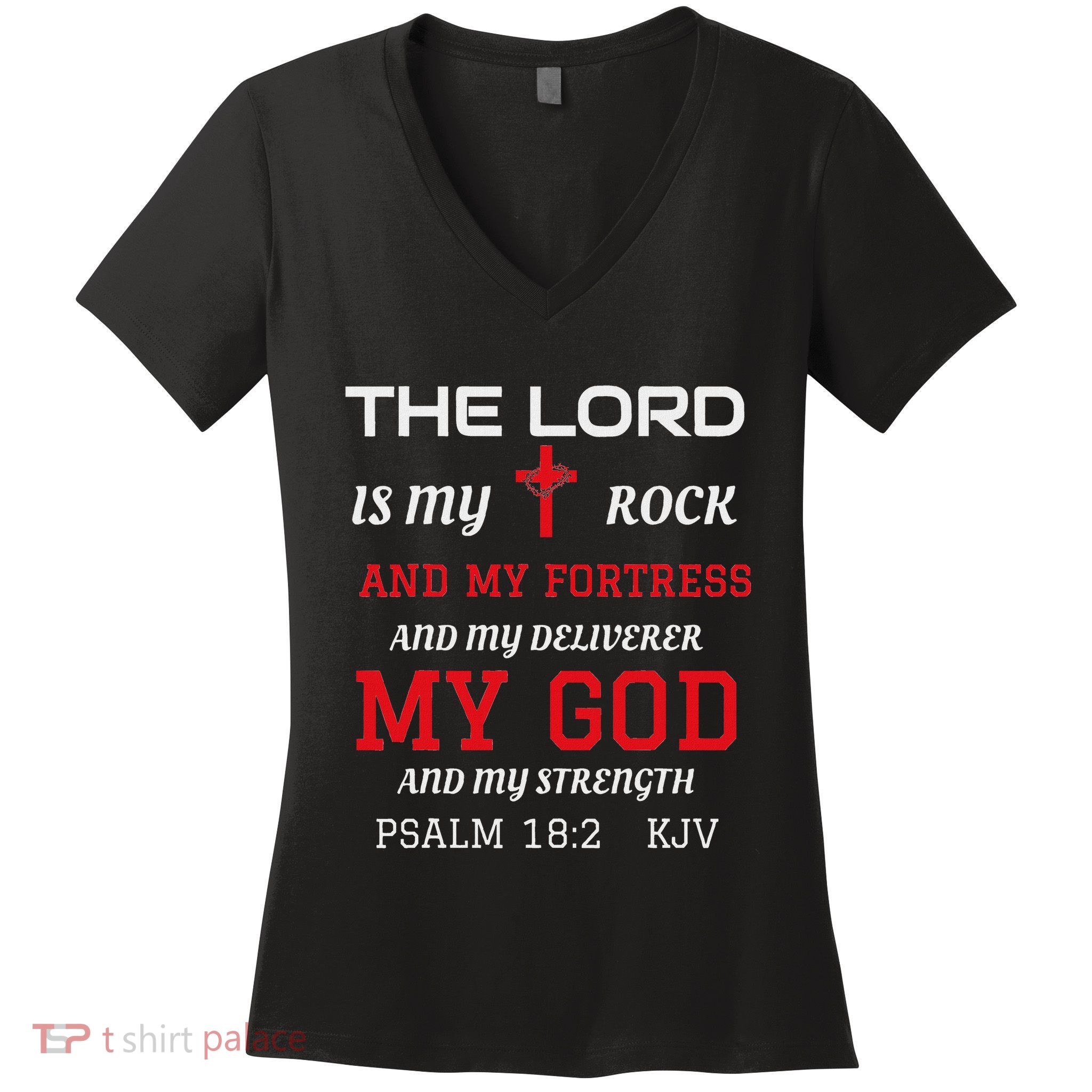 Christian T S Bible Scripture Verse Psalm 182 Women's V-Neck T-Shirt