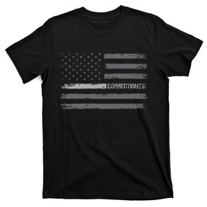 Corrections Thin Silver Line Flag For Correctional Officer T-Shirt