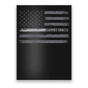 Corrections Thin Silver Line Flag For Correctional Officer Poster