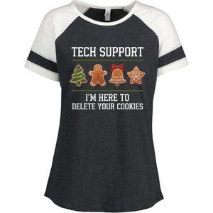 Christmas Tech Support Here To Delete Cookies Xmas Enza Ladies Jersey Colorblock Tee