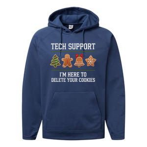 Christmas Tech Support Here To Delete Cookies Xmas Performance Fleece Hoodie