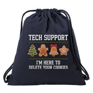 Christmas Tech Support Here To Delete Cookies Xmas Drawstring Bag