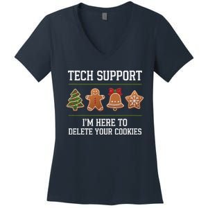 Christmas Tech Support Here To Delete Cookies Xmas Women's V-Neck T-Shirt