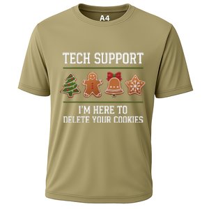 Christmas Tech Support Here To Delete Cookies Xmas Cooling Performance Crew T-Shirt