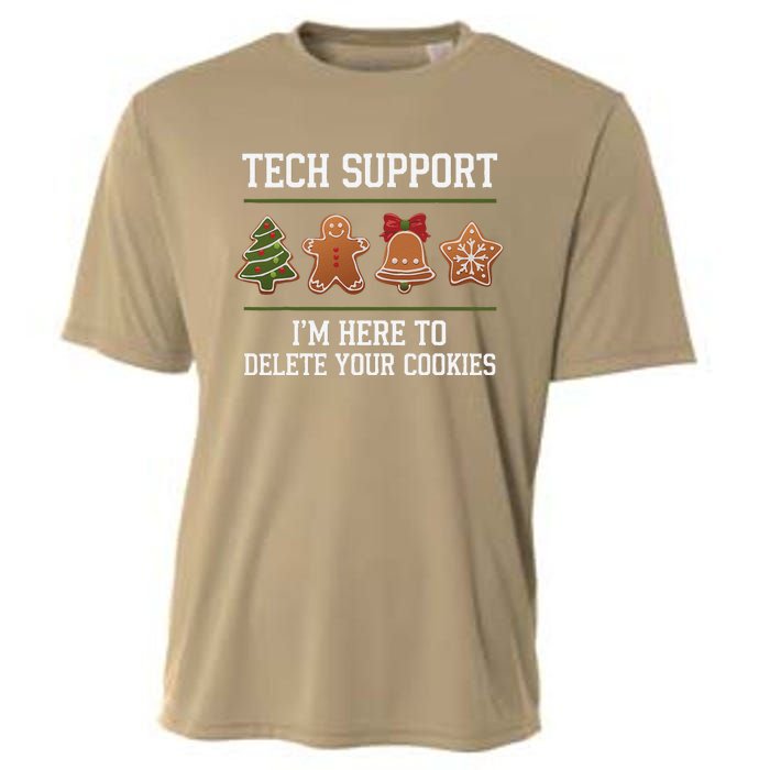 Christmas Tech Support Here To Delete Cookies Xmas Cooling Performance Crew T-Shirt