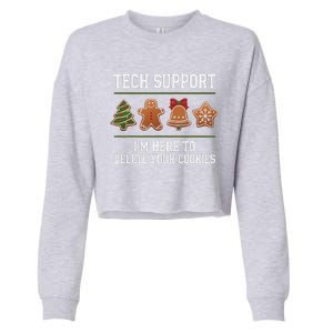 Christmas Tech Support Here To Delete Cookies Xmas Cropped Pullover Crew