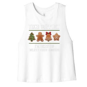 Christmas Tech Support Here To Delete Cookies Xmas Women's Racerback Cropped Tank