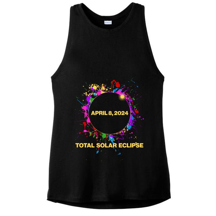 Cool Total Solar Eclipse April 8 2014 Paint Splatter Ladies PosiCharge Tri-Blend Wicking Tank