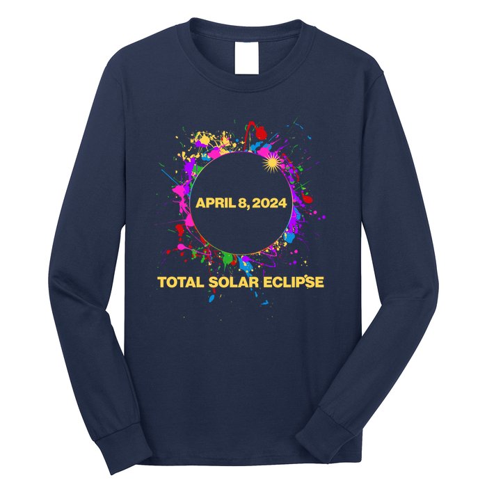 Cool Total Solar Eclipse April 8 2014 Paint Splatter Long Sleeve Shirt