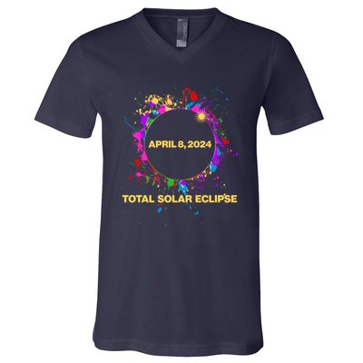 Cool Total Solar Eclipse April 8 2014 Paint Splatter V-Neck T-Shirt