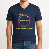 Cool Total Solar Eclipse April 8 2014 Paint Splatter V-Neck T-Shirt