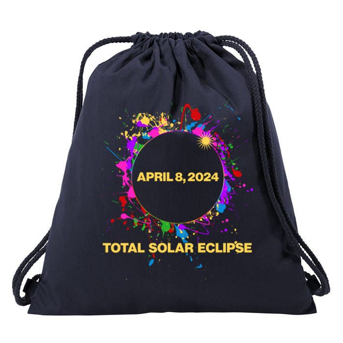 Cool Total Solar Eclipse April 8 2014 Paint Splatter Drawstring Bag