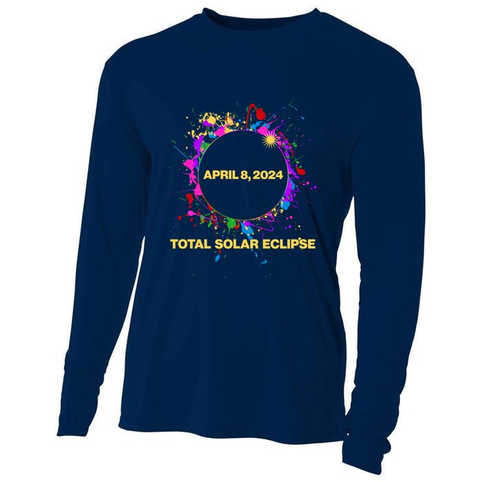 Cool Total Solar Eclipse April 8 2014 Paint Splatter Cooling Performance Long Sleeve Crew