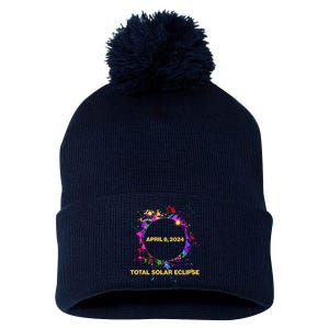 Cool Total Solar Eclipse April 8 2014 Paint Splatter Pom Pom 12in Knit Beanie