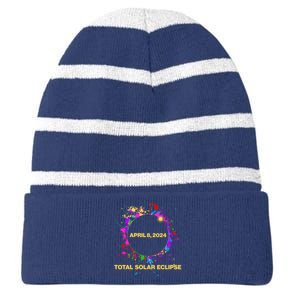 Cool Total Solar Eclipse April 8 2014 Paint Splatter Striped Beanie with Solid Band