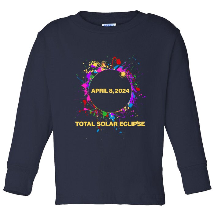 Cool Total Solar Eclipse April 8 2014 Paint Splatter Toddler Long Sleeve Shirt
