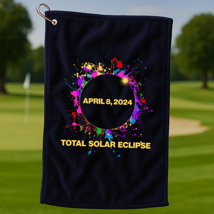 Cool Total Solar Eclipse April 8 2014 Paint Splatter Golf Towel