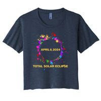 Cool Total Solar Eclipse April 8 2014 Paint Splatter Women's Crop Top Tee