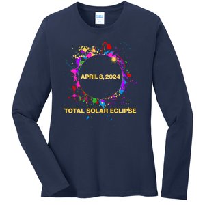 Cool Total Solar Eclipse April 8 2014 Paint Splatter Ladies Long Sleeve Shirt